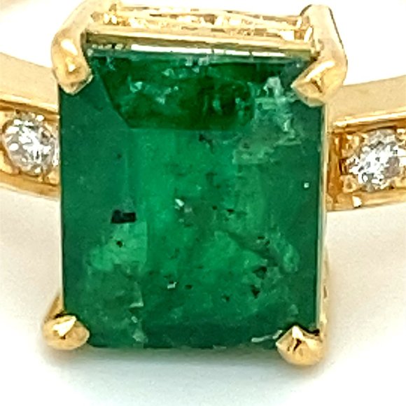 GIA Cert Emerald 3.70ct Diamonds 18K Gold Ring - Picture 10 of 10